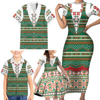 Lithuanian National Costume Family Matching Short Sleeve Bodycon Dress and Hawaiian Shirt Traditional Folk Pattern - Wonder Print Shop