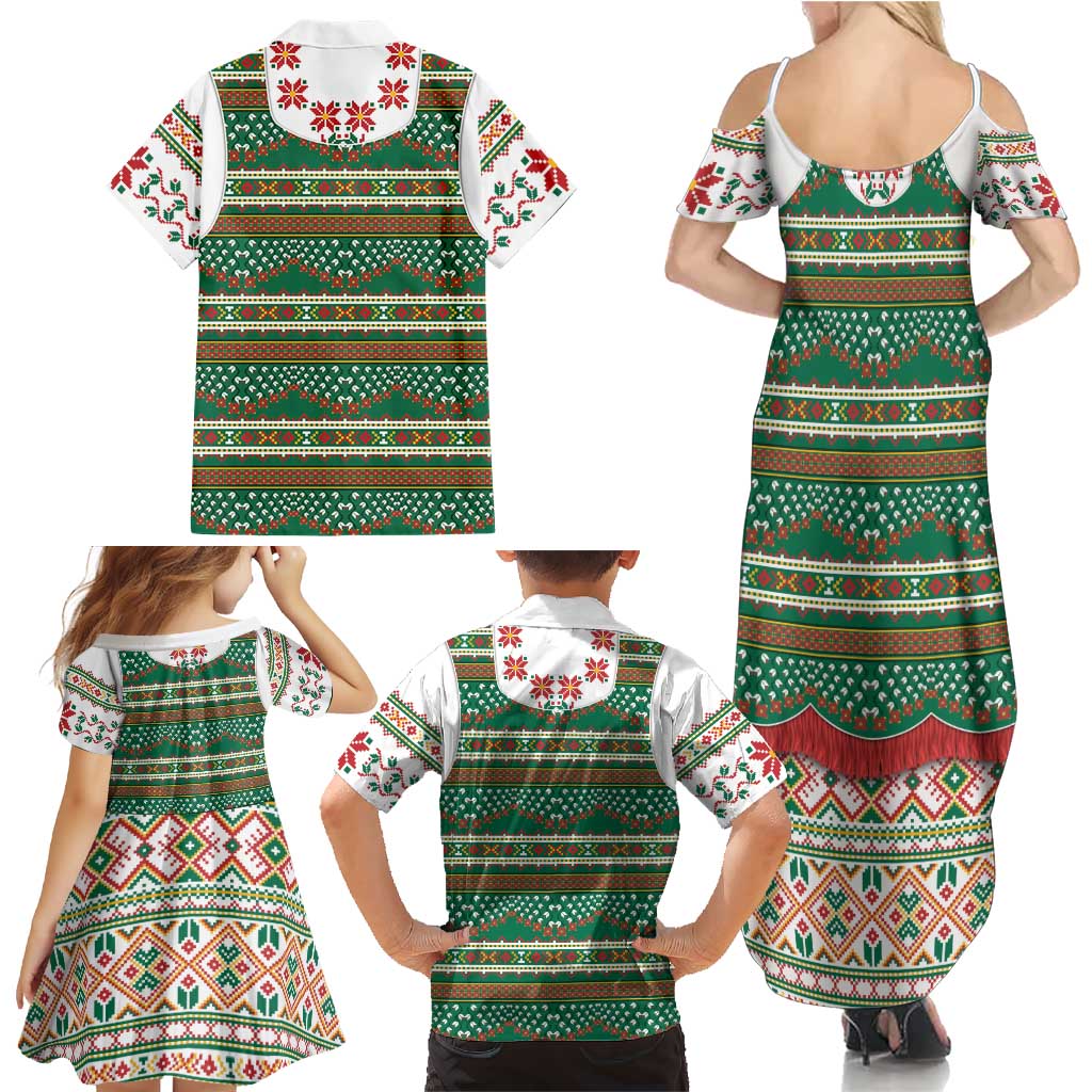Lithuanian National Costume Family Matching Summer Maxi Dress and Hawaiian Shirt Traditional Folk Pattern - Wonder Print Shop