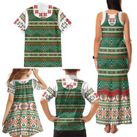 Lithuanian National Costume Family Matching Tank Maxi Dress and Hawaiian Shirt Traditional Folk Pattern - Wonder Print Shop
