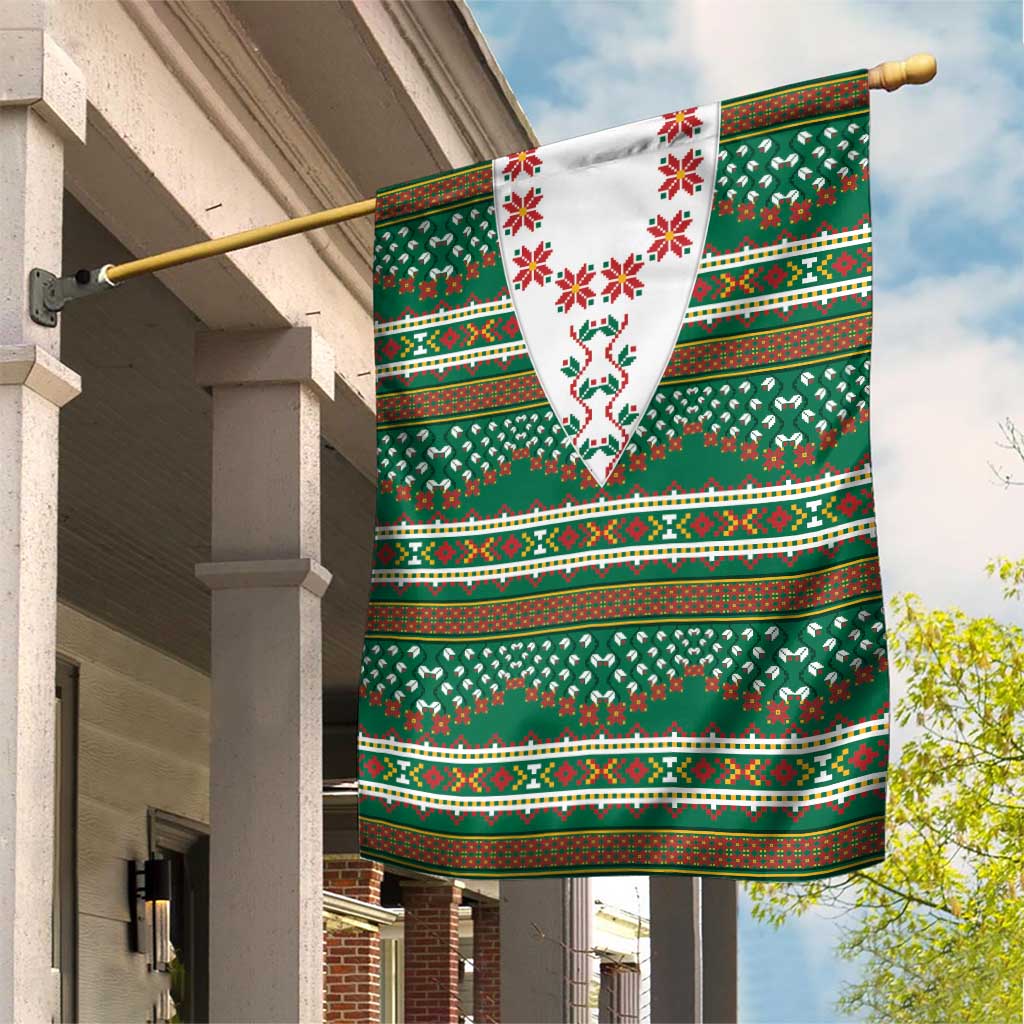 Lithuanian National Costume Garden Flag Traditional Folk Pattern - Wonder Print Shop