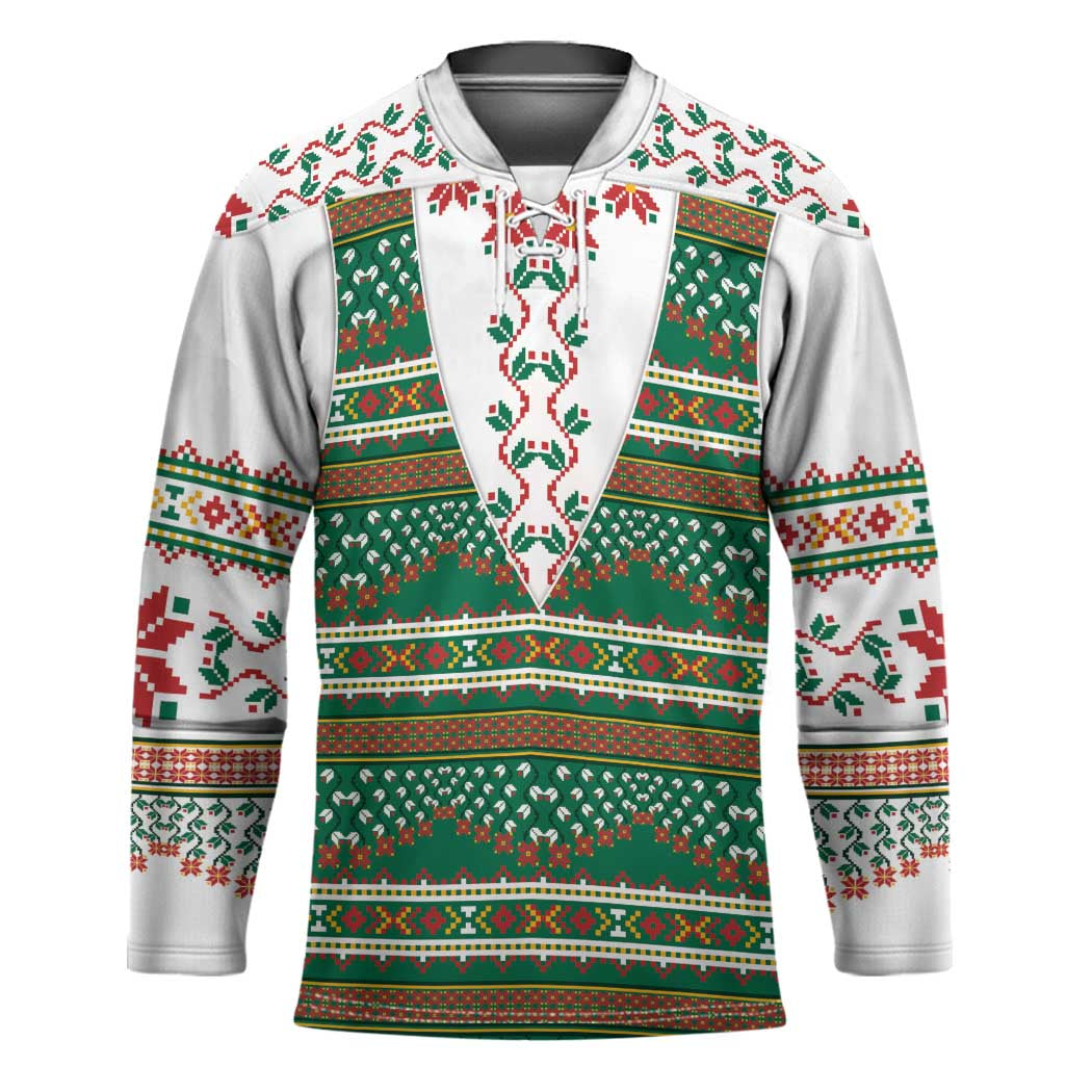Lithuanian National Costume Hockey Jersey Traditional Folk Pattern - Wonder Print Shop