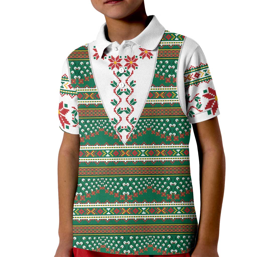 Lithuanian National Costume Kid Polo Shirt Traditional Folk Pattern - Wonder Print Shop