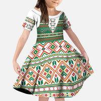 Lithuanian National Costume Kid Short Sleeve Dress Traditional Folk Pattern - Wonder Print Shop