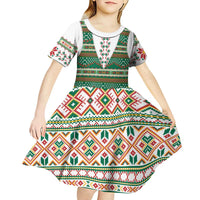 Lithuanian National Costume Kid Short Sleeve Dress Traditional Folk Pattern - Wonder Print Shop