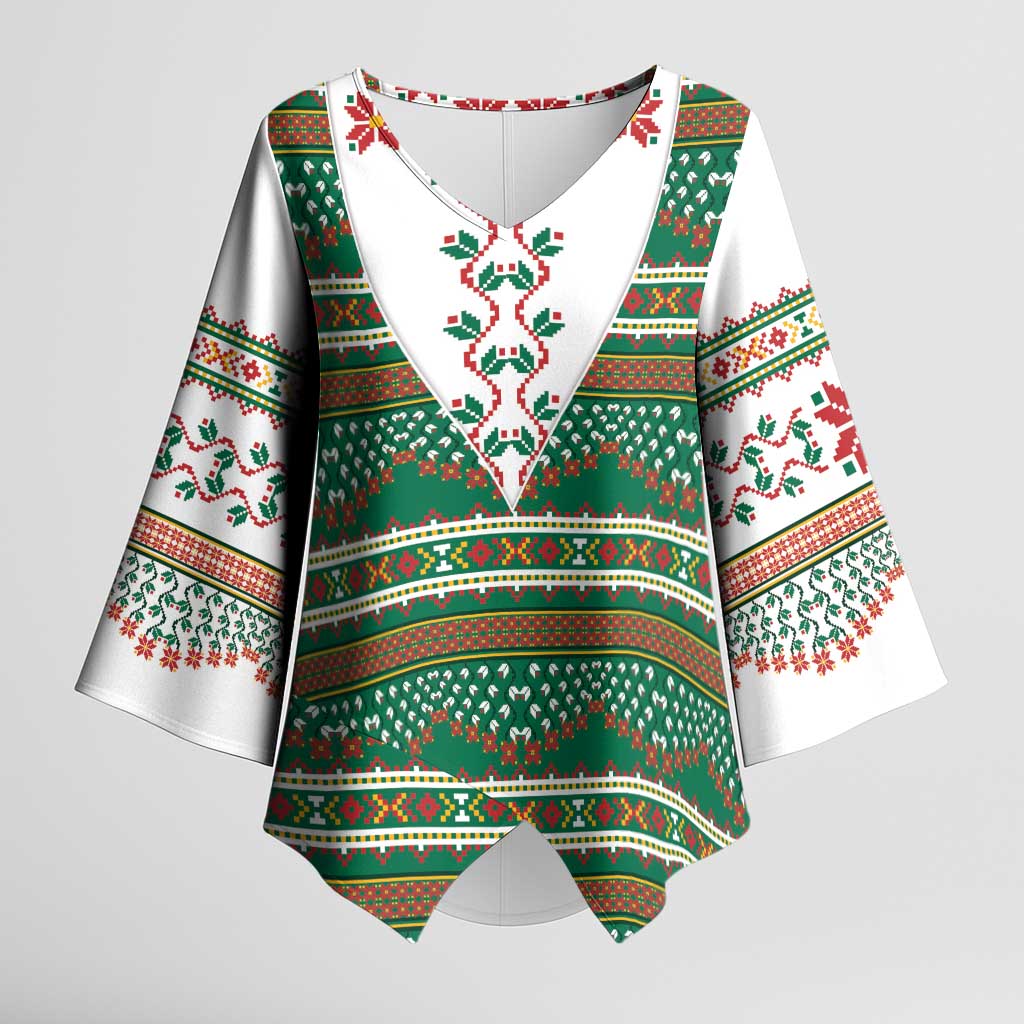 Lithuanian National Costume Kimono Sleeve Blouse Traditional Folk Pattern - Wonder Print Shop
