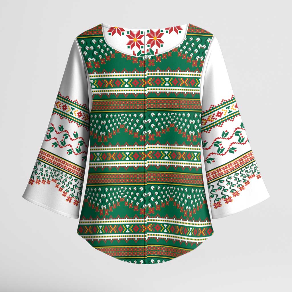 Lithuanian National Costume Kimono Sleeve Blouse Traditional Folk Pattern - Wonder Print Shop