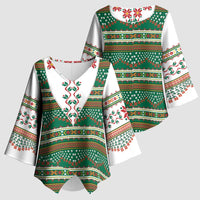 Lithuanian National Costume Kimono Sleeve Blouse Traditional Folk Pattern - Wonder Print Shop