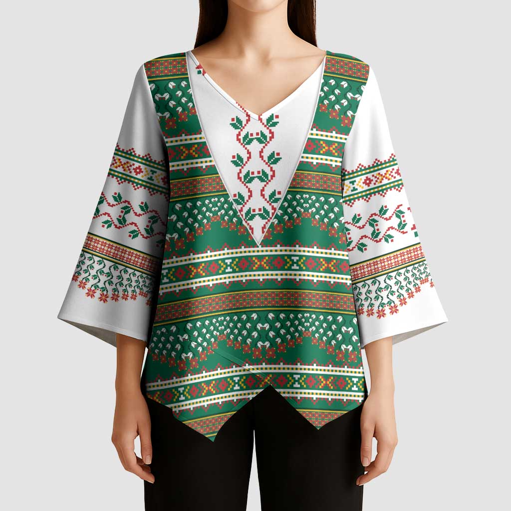 Lithuanian National Costume Kimono Sleeve Blouse Traditional Folk Pattern - Wonder Print Shop
