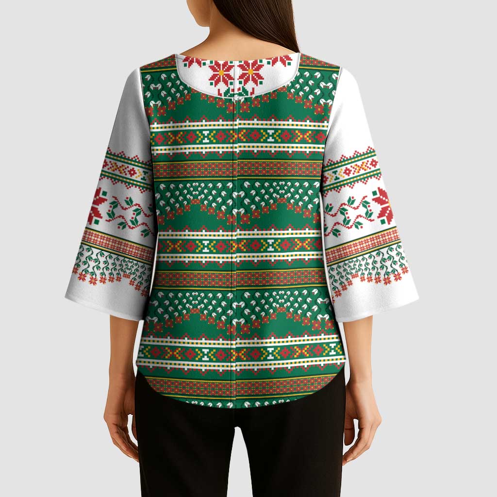 Lithuanian National Costume Kimono Sleeve Blouse Traditional Folk Pattern - Wonder Print Shop