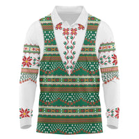 Lithuanian National Costume Long Sleeve Polo Shirt Traditional Folk Pattern - Wonder Print Shop
