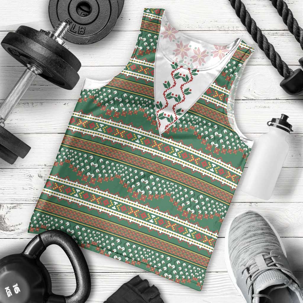 Lithuanian National Costume Men Tank Top Traditional Folk Pattern - Wonder Print Shop