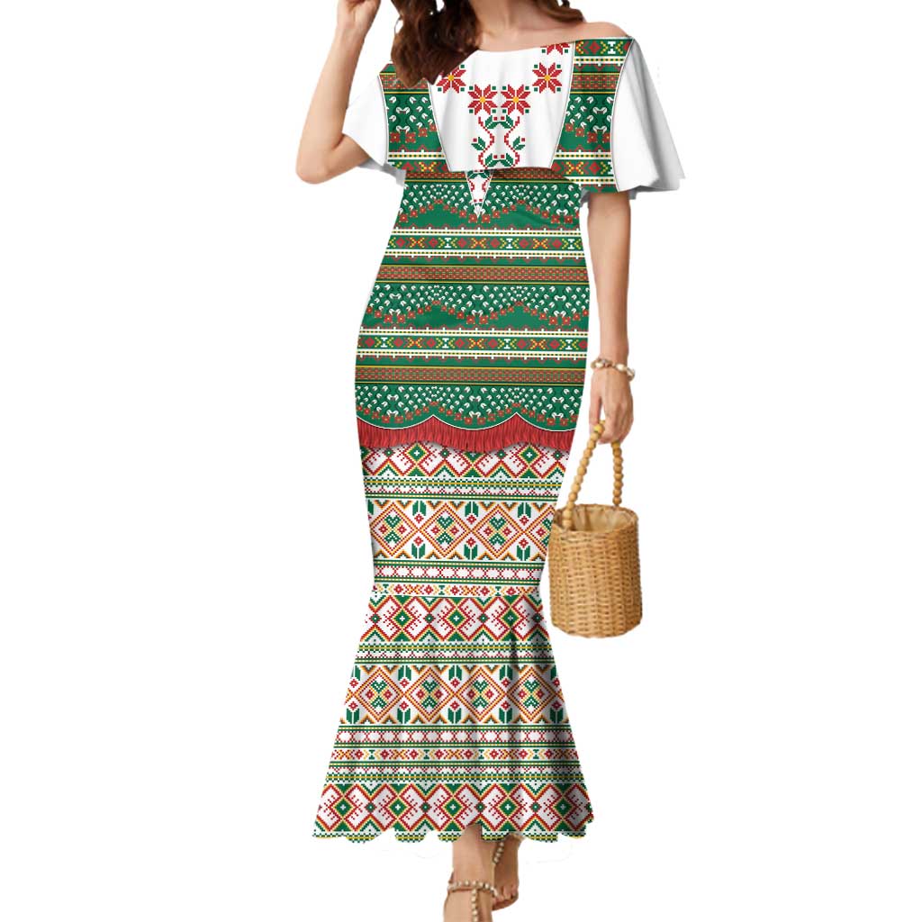 Lithuanian National Costume Mermaid Dress Traditional Folk Pattern - Wonder Print Shop