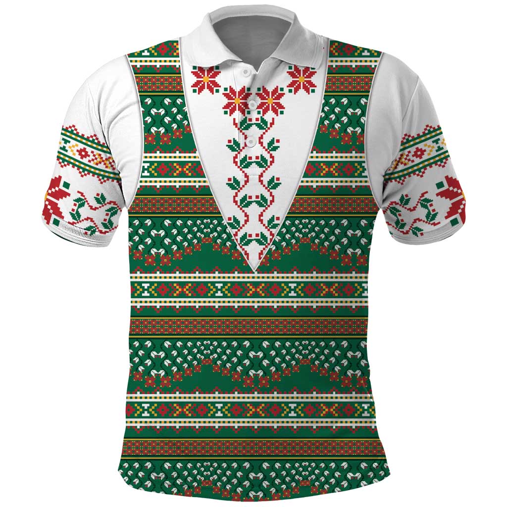 Lithuanian National Costume Polo Shirt Traditional Folk Pattern - Wonder Print Shop