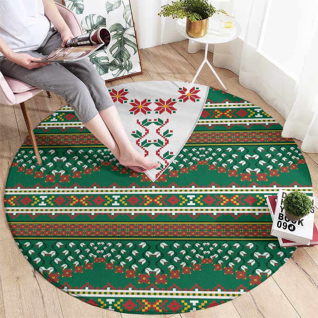 Lithuanian National Costume Round Carpet Traditional Folk Pattern - Wonder Print Shop