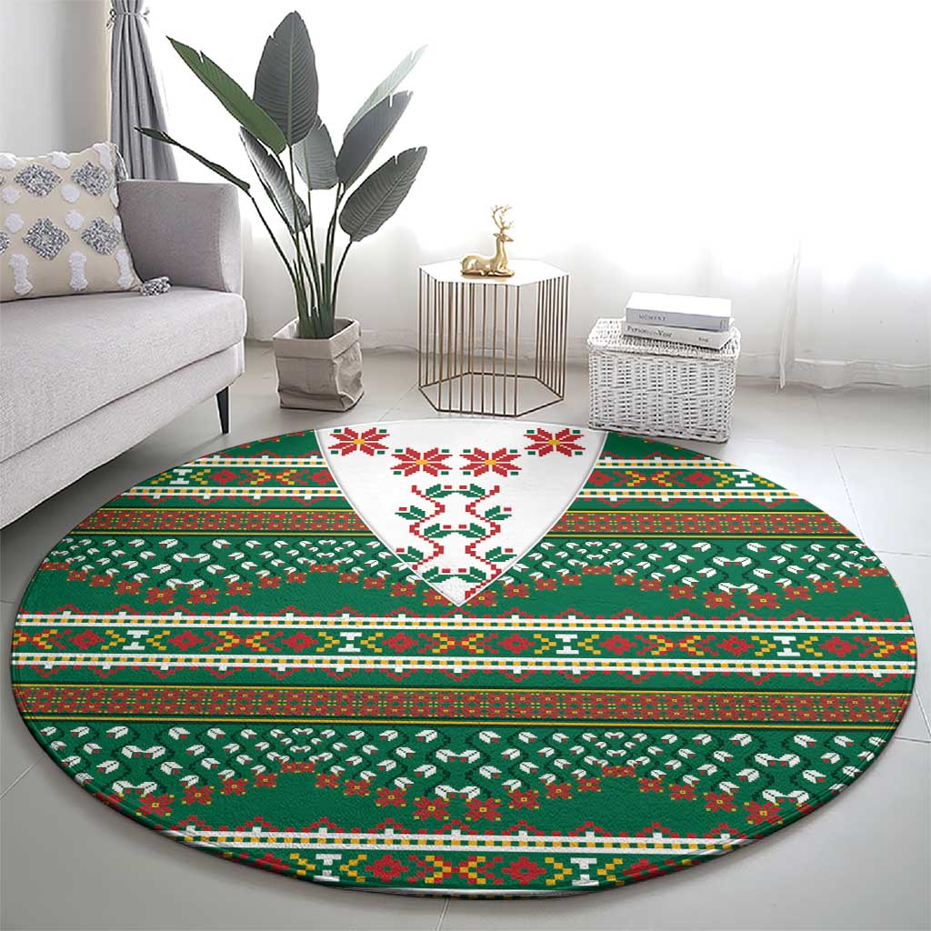 Lithuanian National Costume Round Carpet Traditional Folk Pattern - Wonder Print Shop