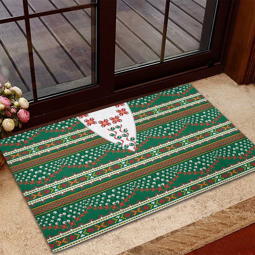 Lithuanian National Costume Rubber Doormat Traditional Folk Pattern - Wonder Print Shop