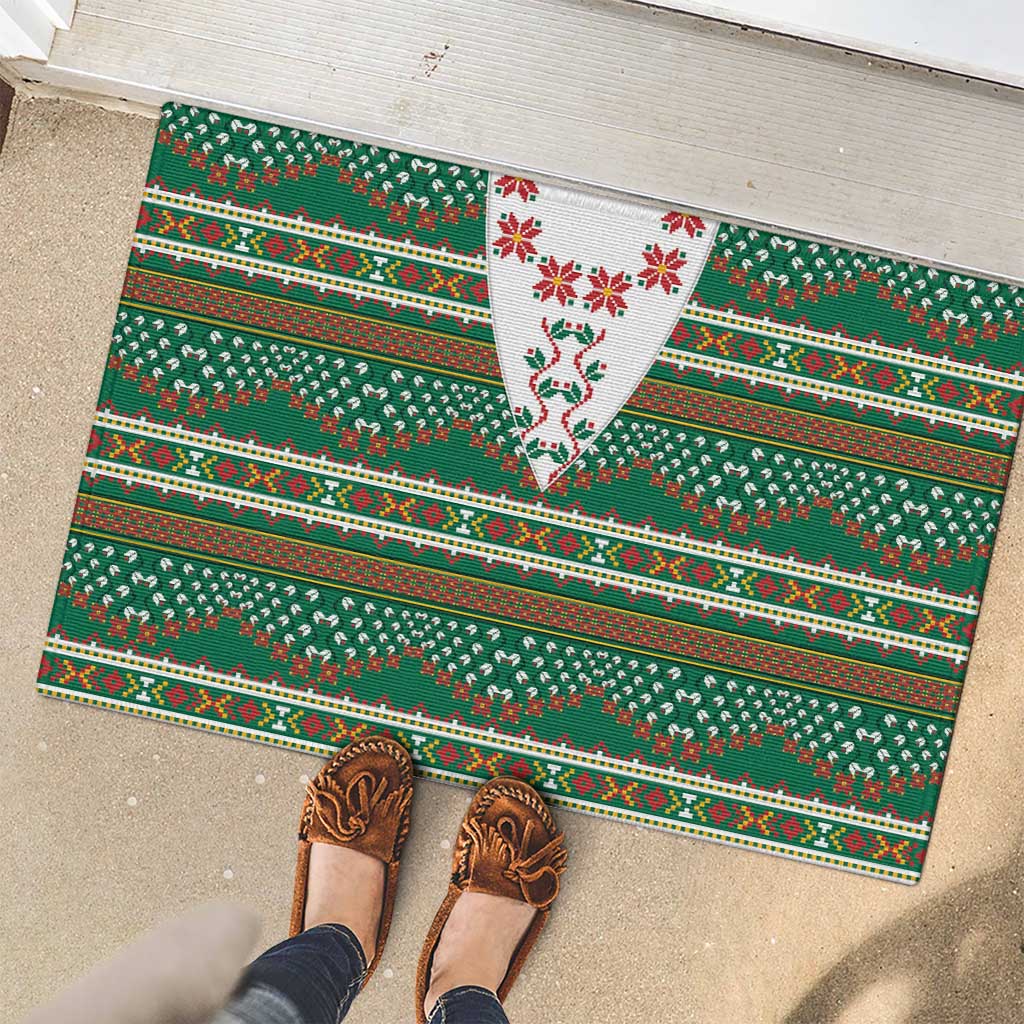 Lithuanian National Costume Rubber Doormat Traditional Folk Pattern - Wonder Print Shop