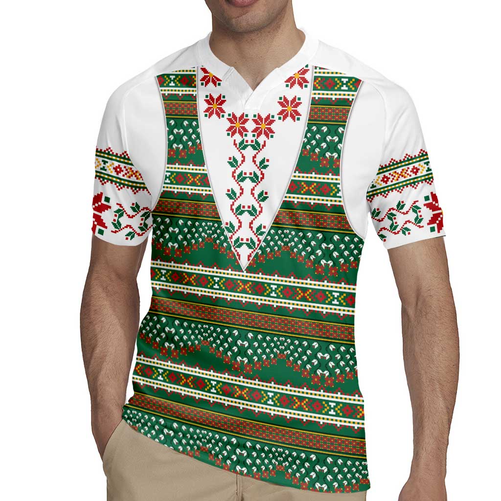 Lithuanian National Costume Rugby Jersey Traditional Folk Pattern - Wonder Print Shop