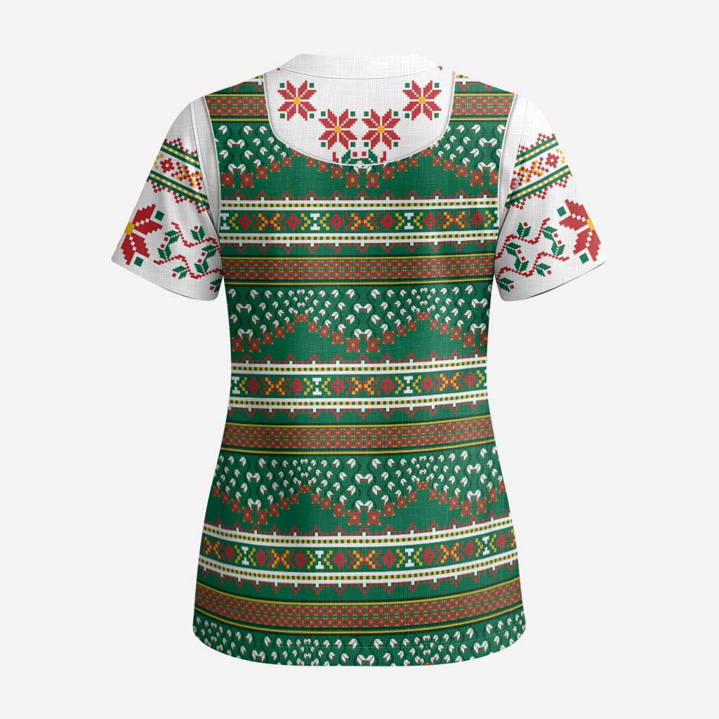 Lithuanian National Costume Scrub Top Traditional Folk Pattern - Wonder Print Shop