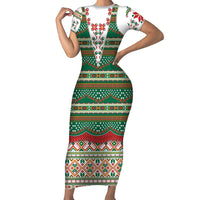 Lithuanian National Costume Short Sleeve Bodycon Dress Traditional Folk Pattern - Wonder Print Shop