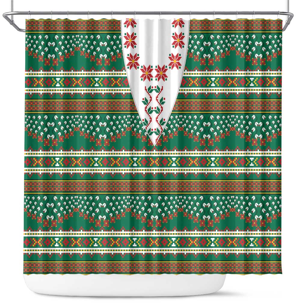 Lithuanian National Costume Shower Curtain Traditional Folk Pattern - Wonder Print Shop