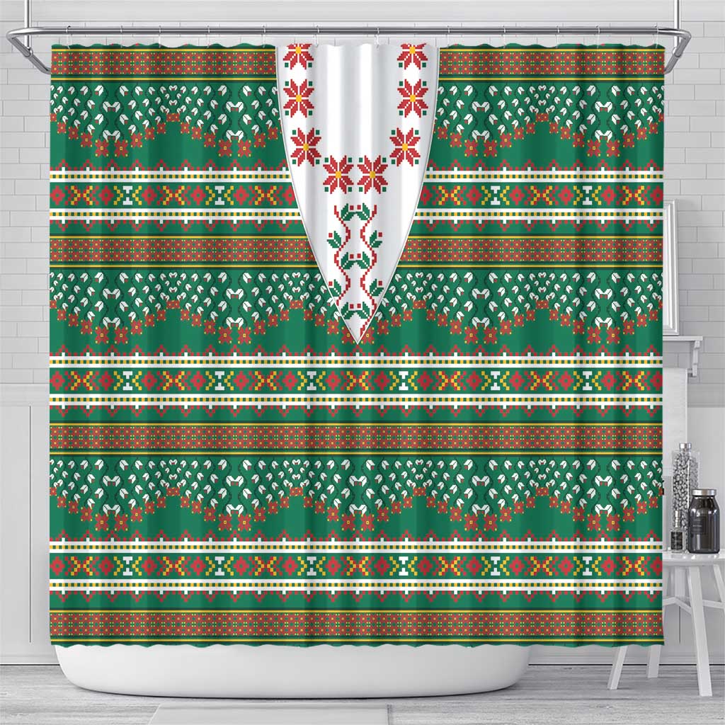 Lithuanian National Costume Shower Curtain Traditional Folk Pattern - Wonder Print Shop