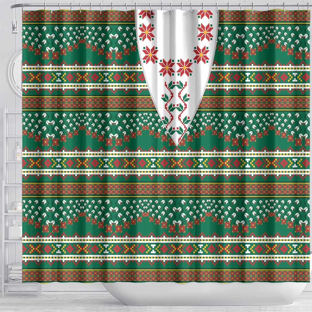 Lithuanian National Costume Shower Curtain Traditional Folk Pattern - Wonder Print Shop