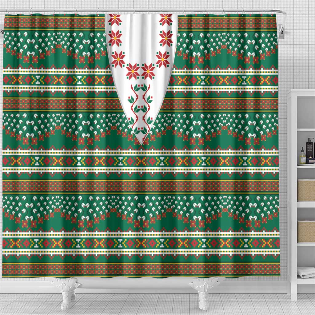 Lithuanian National Costume Shower Curtain Traditional Folk Pattern - Wonder Print Shop