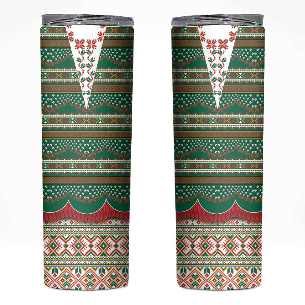Lithuanian National Costume Skinny Tumbler Traditional Folk Pattern - Wonder Print Shop