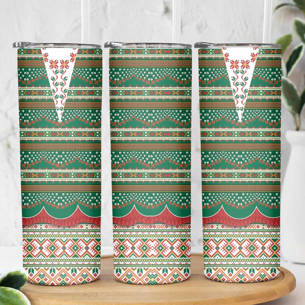 Lithuanian National Costume Skinny Tumbler Traditional Folk Pattern - Wonder Print Shop