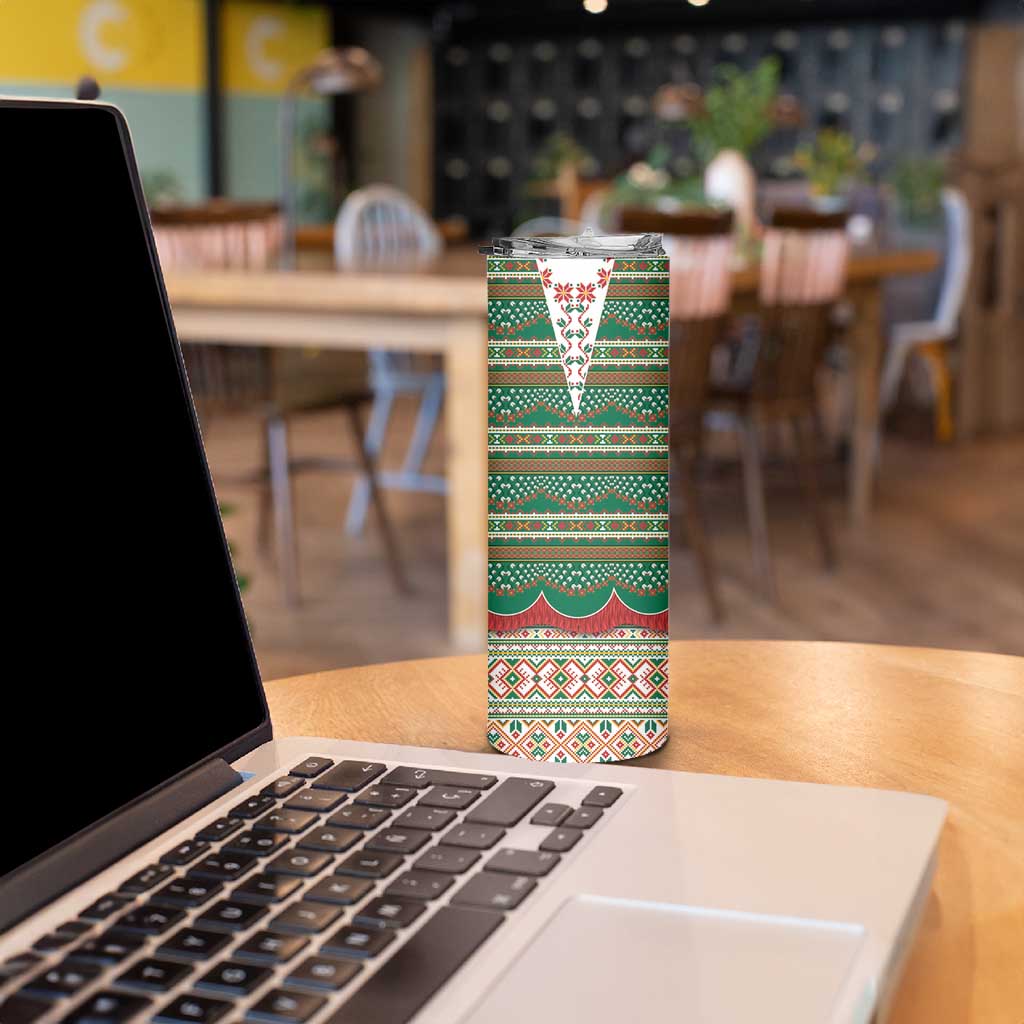 Lithuanian National Costume Skinny Tumbler Traditional Folk Pattern - Wonder Print Shop