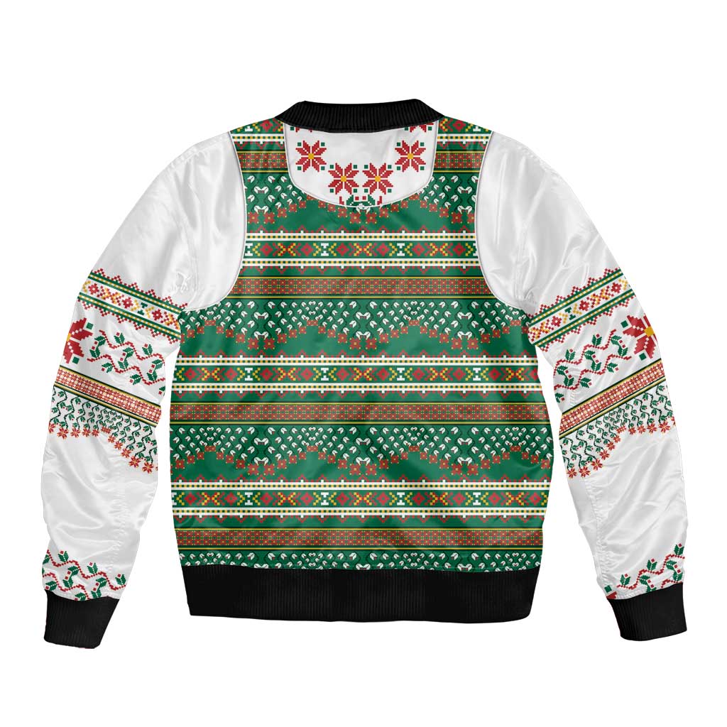 Lithuanian National Costume Sleeve Zip Bomber Jacket Traditional Folk Pattern - Wonder Print Shop