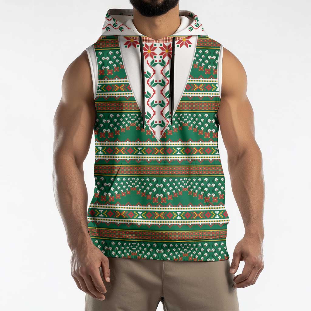 Lithuanian National Costume Sleeveless Hoodie Traditional Folk Pattern - Wonder Print Shop