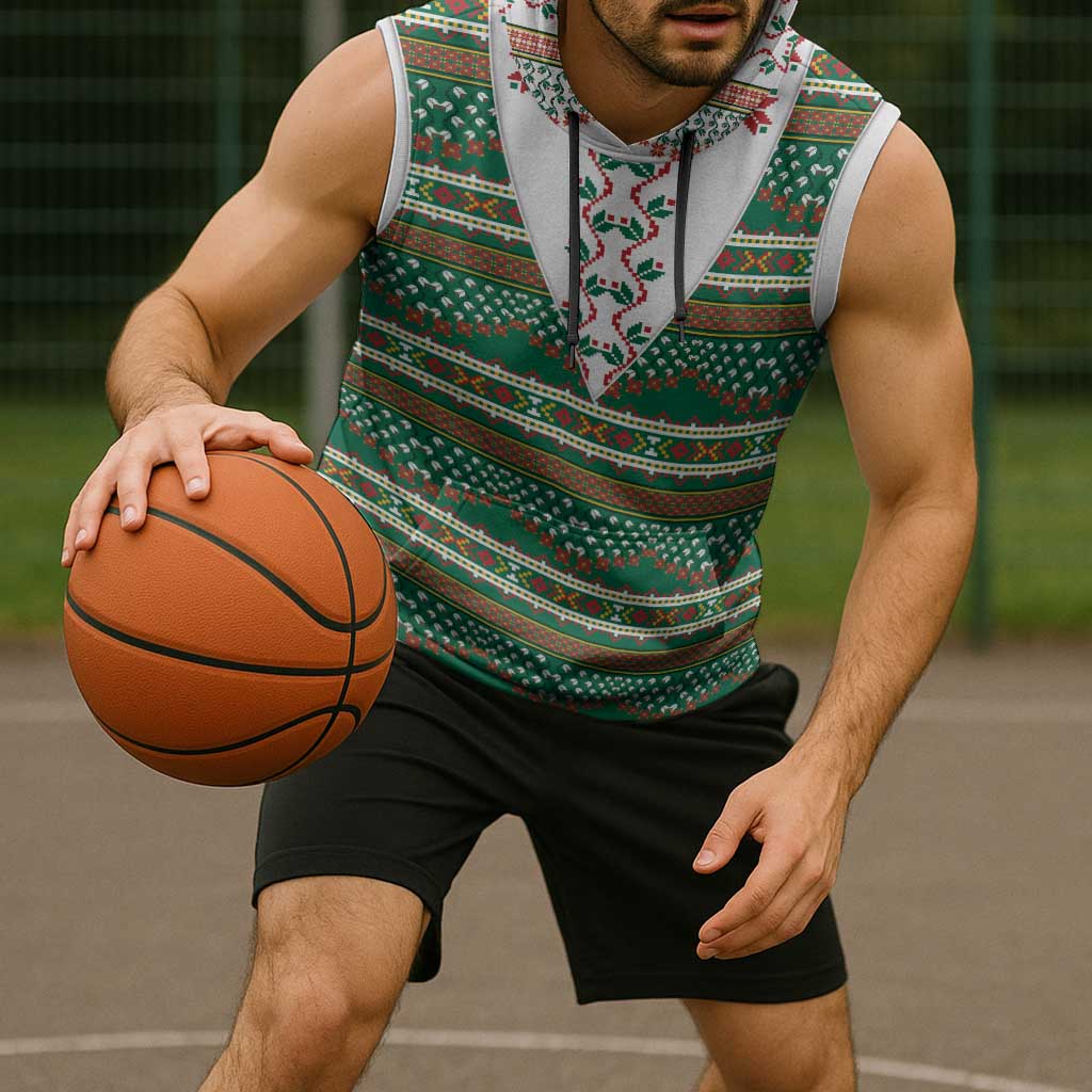 Lithuanian National Costume Sleeveless Hoodie Traditional Folk Pattern - Wonder Print Shop