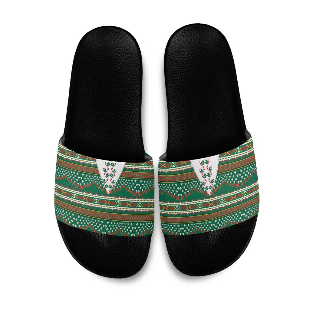 Lithuanian National Costume Slide Sandals Traditional Folk Pattern - Wonder Print Shop