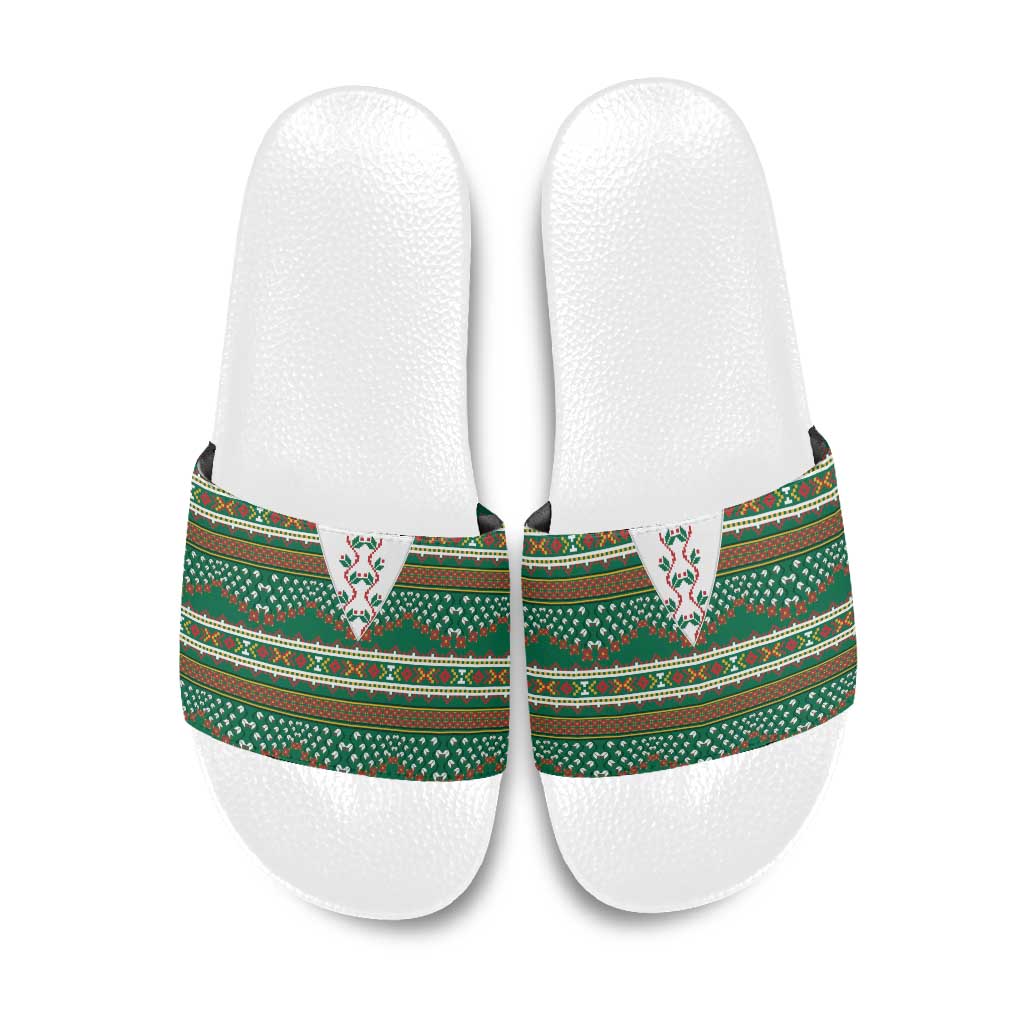 Lithuanian National Costume Slide Sandals Traditional Folk Pattern - Wonder Print Shop