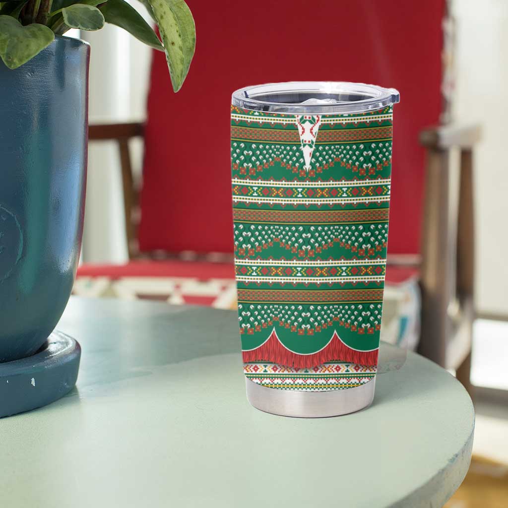 Lithuanian National Costume Tumbler Cup Traditional Folk Pattern - Wonder Print Shop