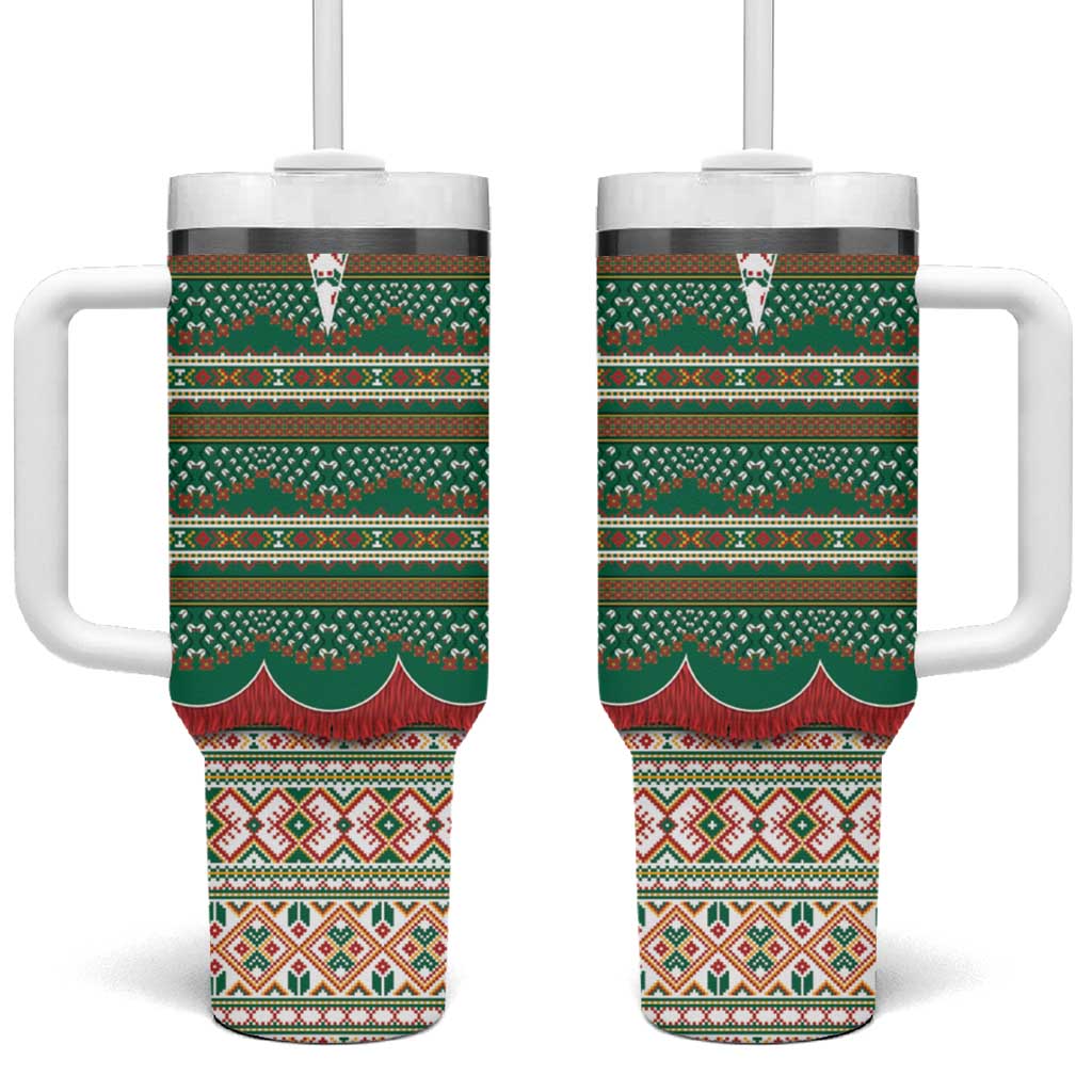 Lithuanian National Costume Tumbler With Handle Traditional Folk Pattern - Wonder Print Shop