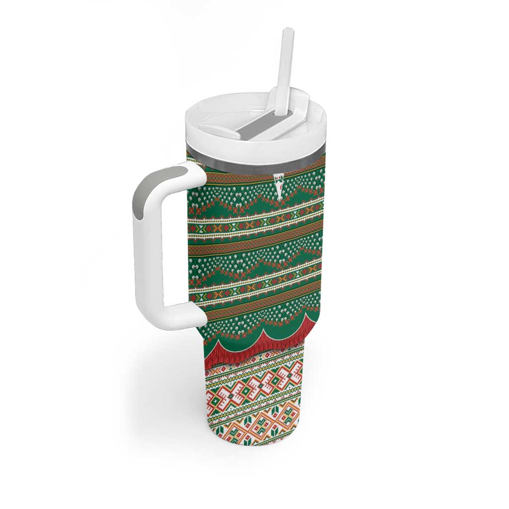 Lithuanian National Costume Tumbler With Handle Traditional Folk Pattern - Wonder Print Shop