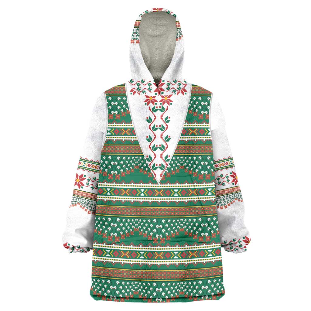 Lithuanian National Costume Wearable Blanket Hoodie Traditional Folk Pattern - Wonder Print Shop