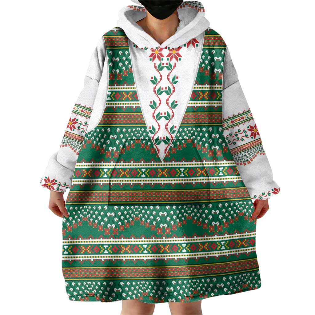 Lithuanian National Costume Wearable Blanket Hoodie Traditional Folk Pattern - Wonder Print Shop