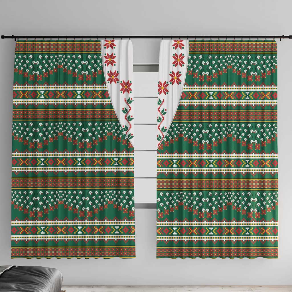 Lithuanian National Costume Window Curtain Traditional Folk Pattern - Wonder Print Shop