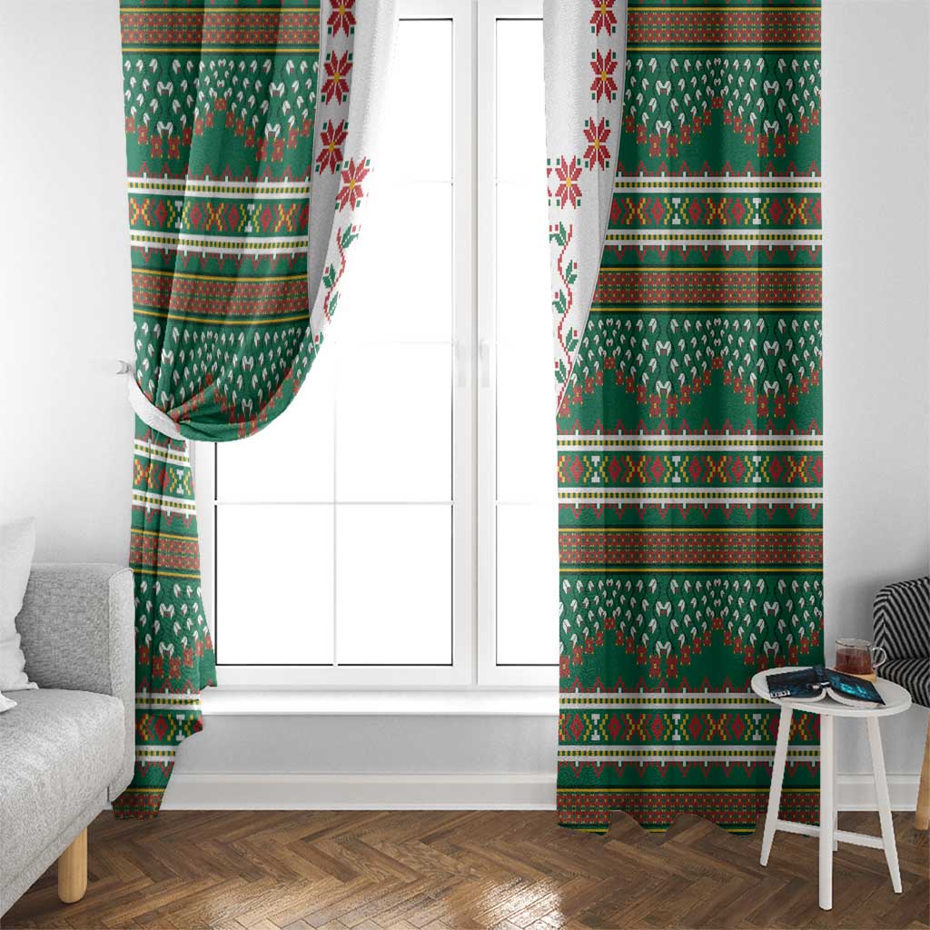 Lithuanian National Costume Window Curtain Traditional Folk Pattern - Wonder Print Shop