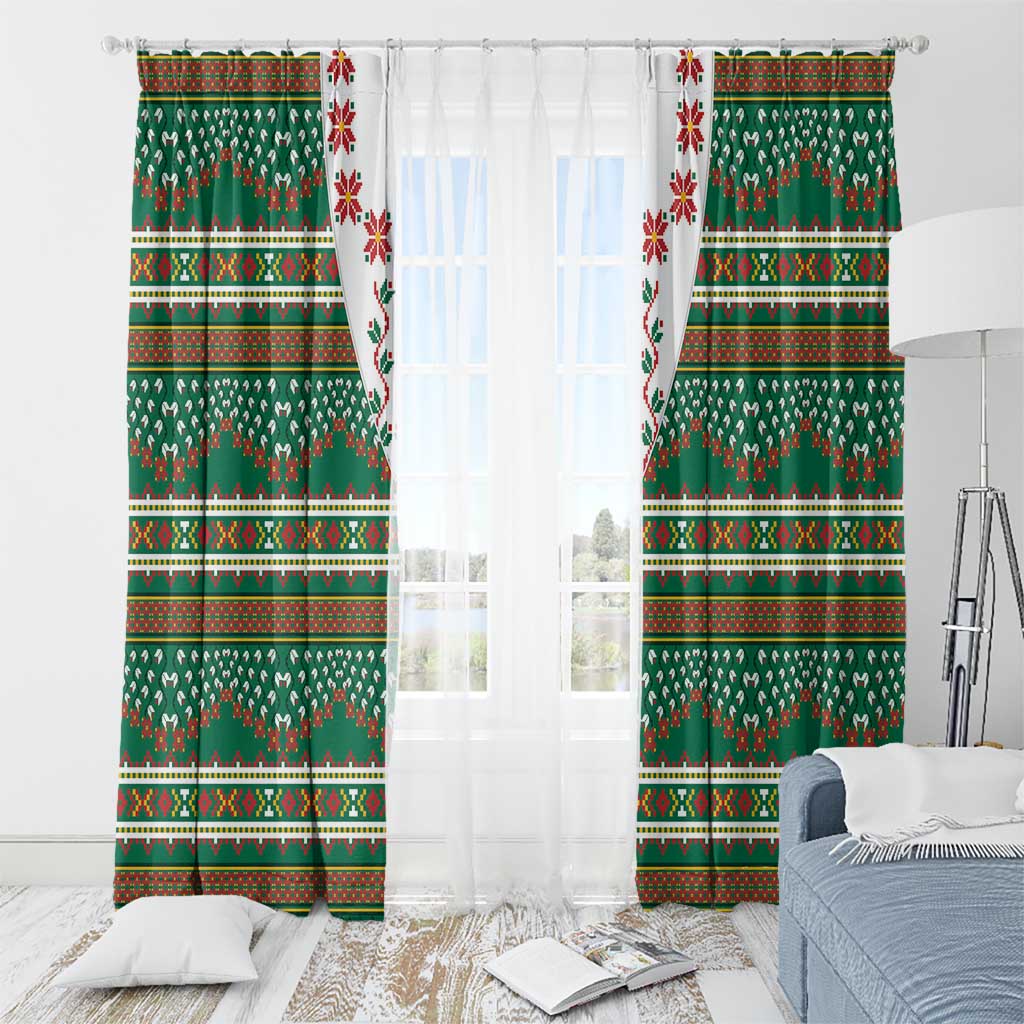 Lithuanian National Costume Window Curtain Traditional Folk Pattern - Wonder Print Shop