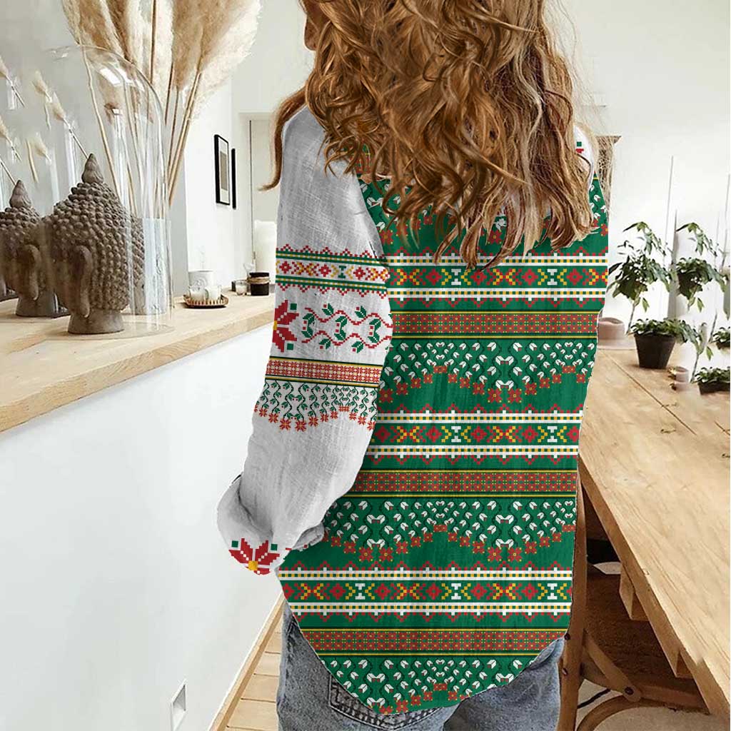 Lithuanian National Costume Women Casual Shirt Traditional Folk Pattern - Wonder Print Shop
