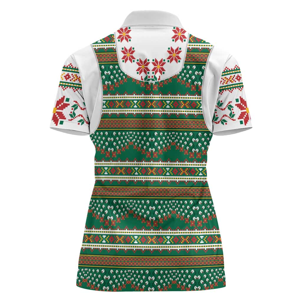 Lithuanian National Costume Women Polo Shirt Traditional Folk Pattern - Wonder Print Shop