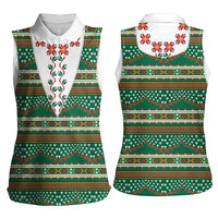 Lithuanian National Costume Women Sleeveless Polo Shirt Traditional Folk Pattern - Wonder Print Shop