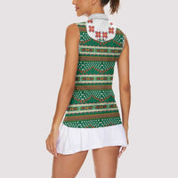 Lithuanian National Costume Women Sleeveless Polo Shirt Traditional Folk Pattern - Wonder Print Shop