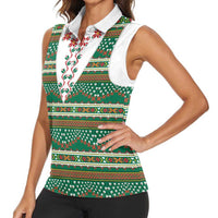 Lithuanian National Costume Women Sleeveless Polo Shirt Traditional Folk Pattern - Wonder Print Shop