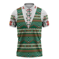 Lithuanian National Costume Zipper Polo Shirt Traditional Folk Pattern - Wonder Print Shop